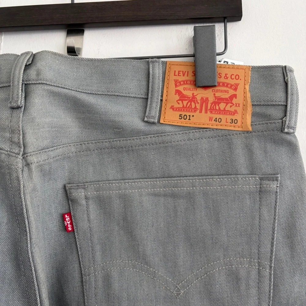 Levi's 501 Original Fit Straight Leg Grey Denim Jeans 40x30 Mens
